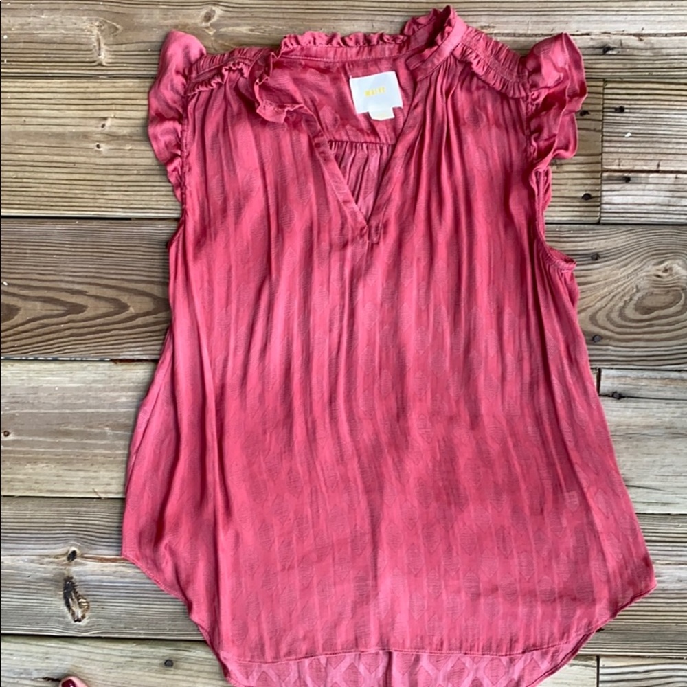 Maeve Anthropologie Cap Sleeve Ruffle Top L11